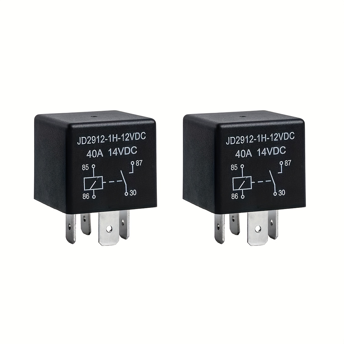 TEMU 2pcs 40a Car Relay, 5 Pin/ 4 Pin12v Automotive Switches And Starters, Model No.: Jd2912-1h-12vdc 40a Universal Multi Purpose Heavy Duty Standard