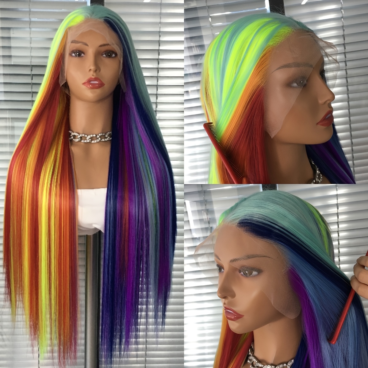 multi color wig sold on Temu United States display picture 1