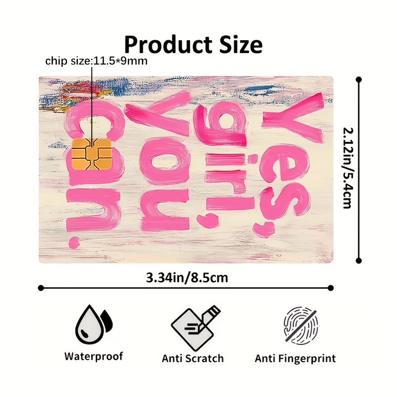 Can' In Pink Letters Credit Card Sticker Used For Ebt, Transportation, Keys, Credit Cards, Debit Cards, Card Skins, Protect Bank Cards, No Bubbles, Waterproof, Suitable For Small Chip Cards