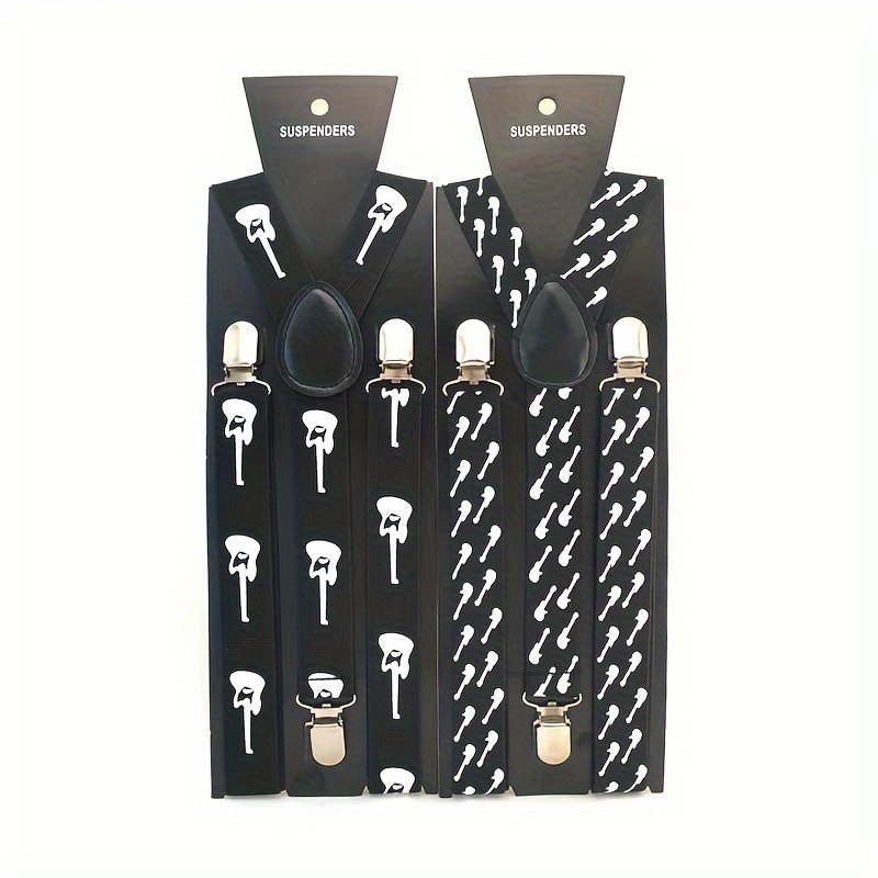 1pc Mens Adjustable Guitar Pattern Suspender Suitable For New Year