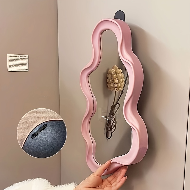 1pc High Aesthetic Makeup Mirror Tabletop Desktop Dressing Table Bedroom Bathroom Wall-mounted Cloud Dressing Mirror