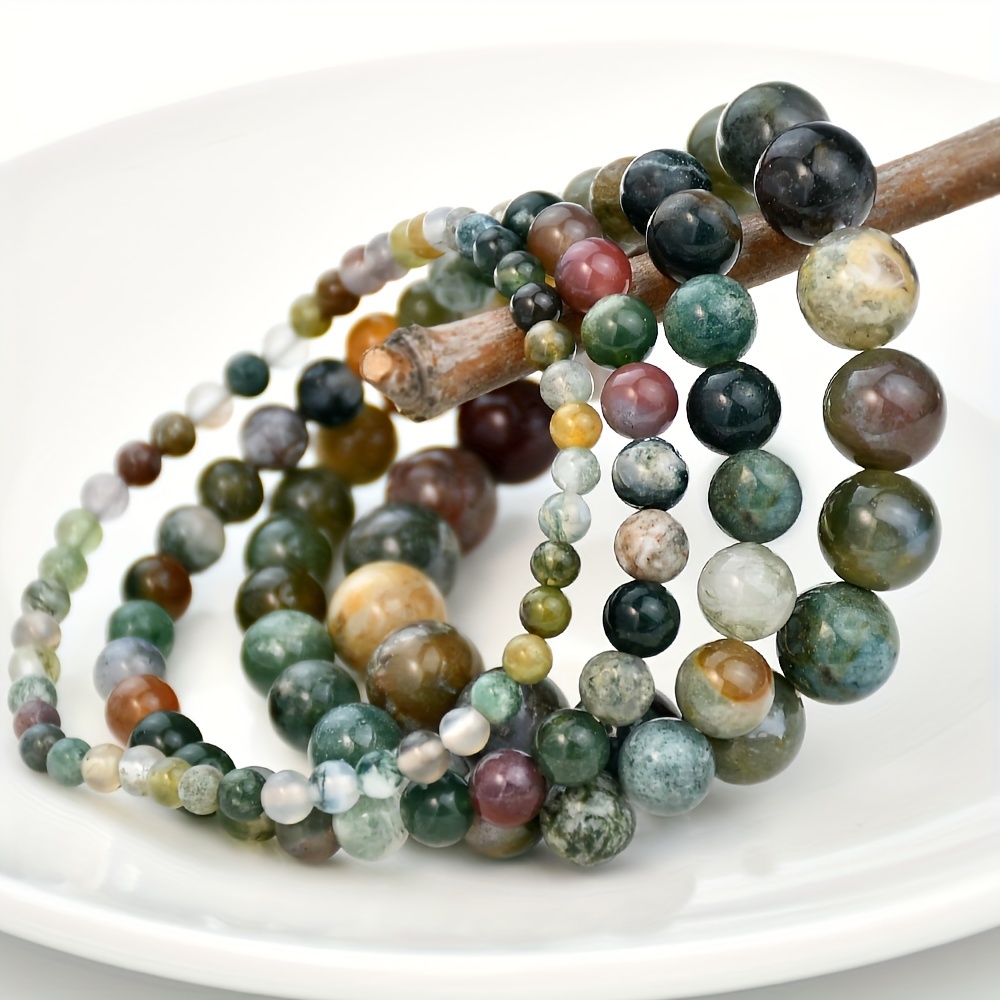 4pcs Natural Agate Beaded Bracelets Classic Casual Women