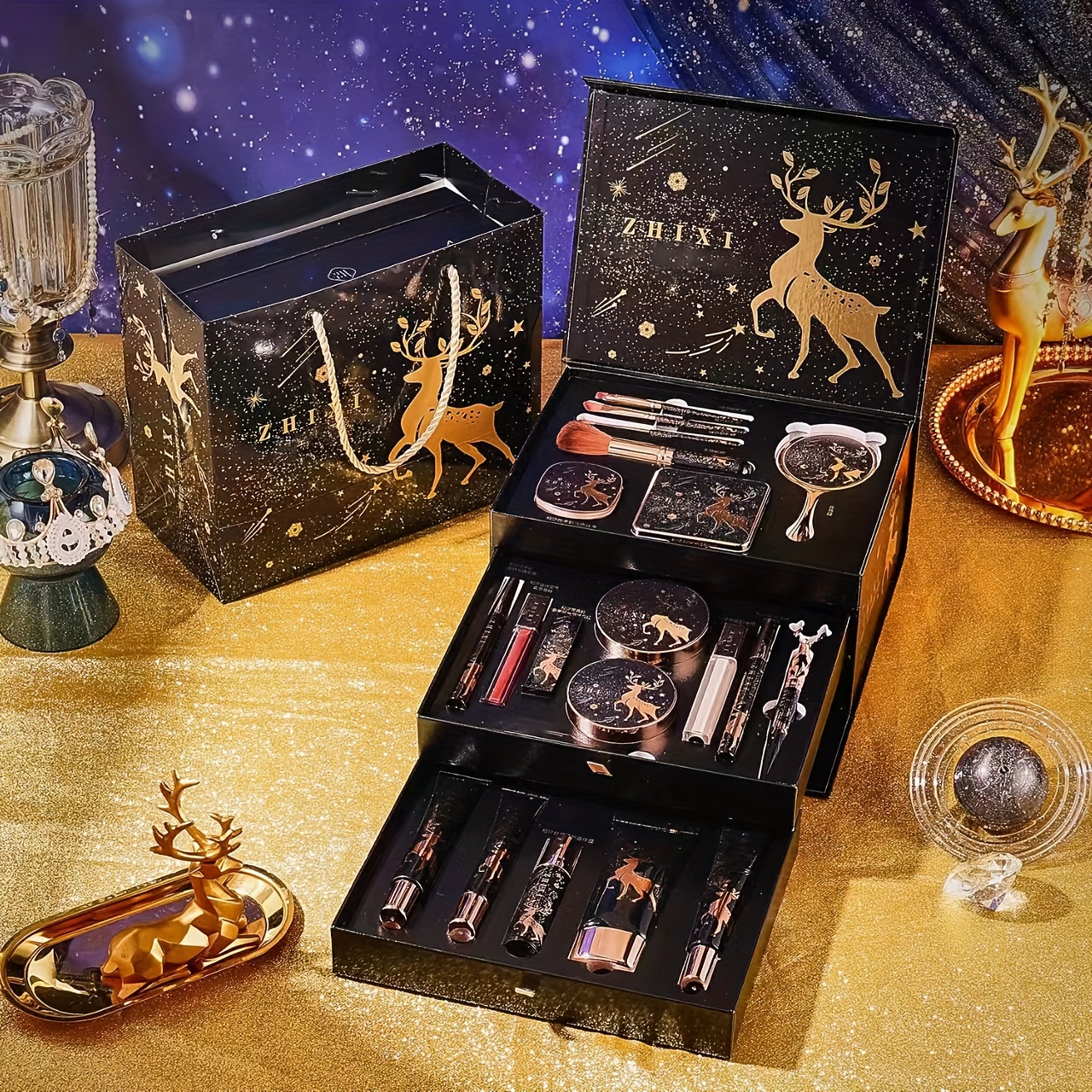 valentines day 21pcs makeup set starry night theme includes eyeshadow palette lipstick mascara more perfect gift for wife mom or girlfriend with plant squalane details 8