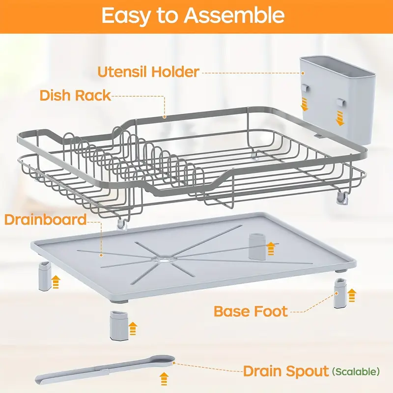 dish drying rack stainless steel dish rack for kitchen counter sturdy dish drainer with drainage utensil holder for kitchenware 16 2 l x 12 6 w Product details 2