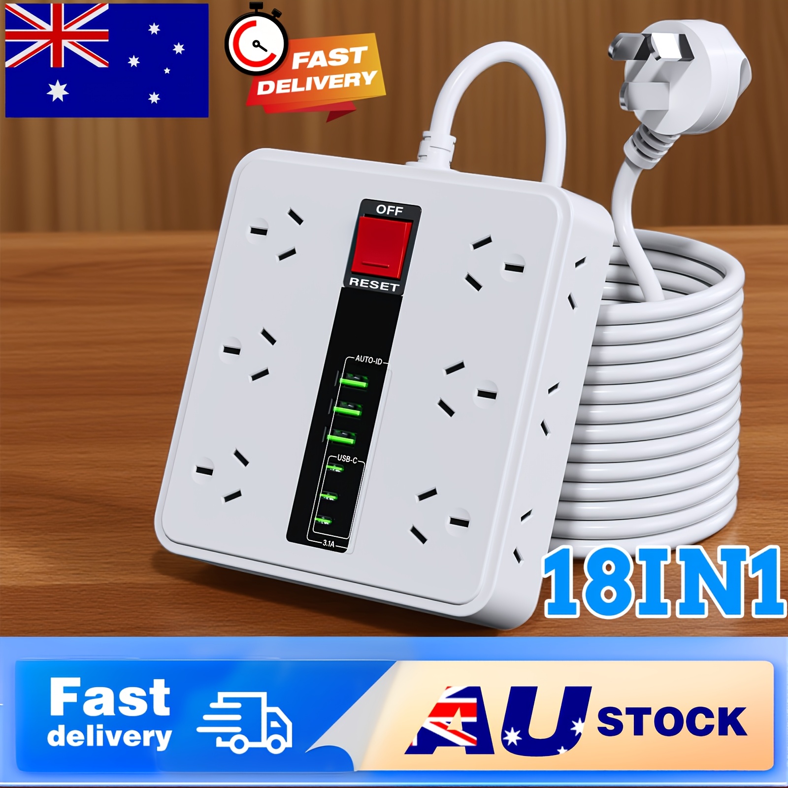   usb   protector 18in1 power board with 3 usb c 3usb 12 outlet power strip with 1 9m extension cord wall mountable 2500w   protection and   switch for home office