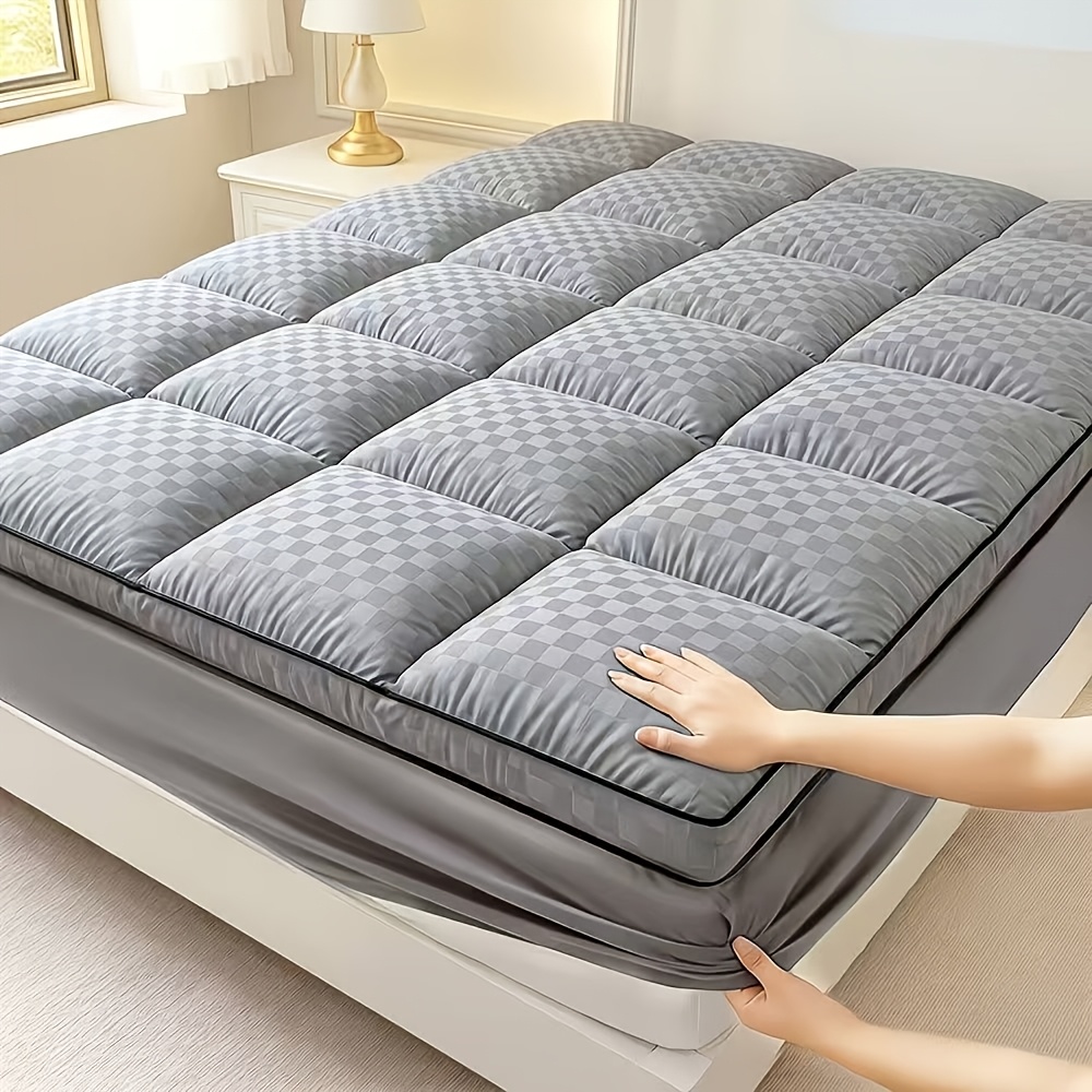 7cm Soft Mattress Protector, Print, Easy And High-end, 550gsm Filling, Mattress With Padding Thickener, , Skin-friendly, Breathable, Non-shifting, Fixed Bed Skirt, Suitable For For Comfortable Use