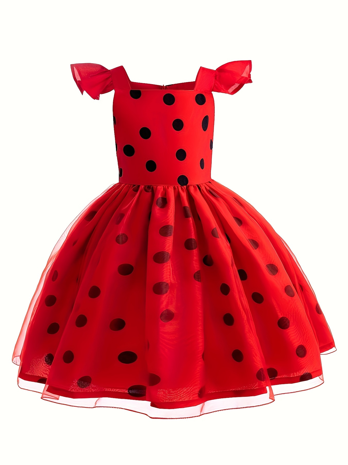 1pc girls red white polka dot princess dress short Temu Malaysia