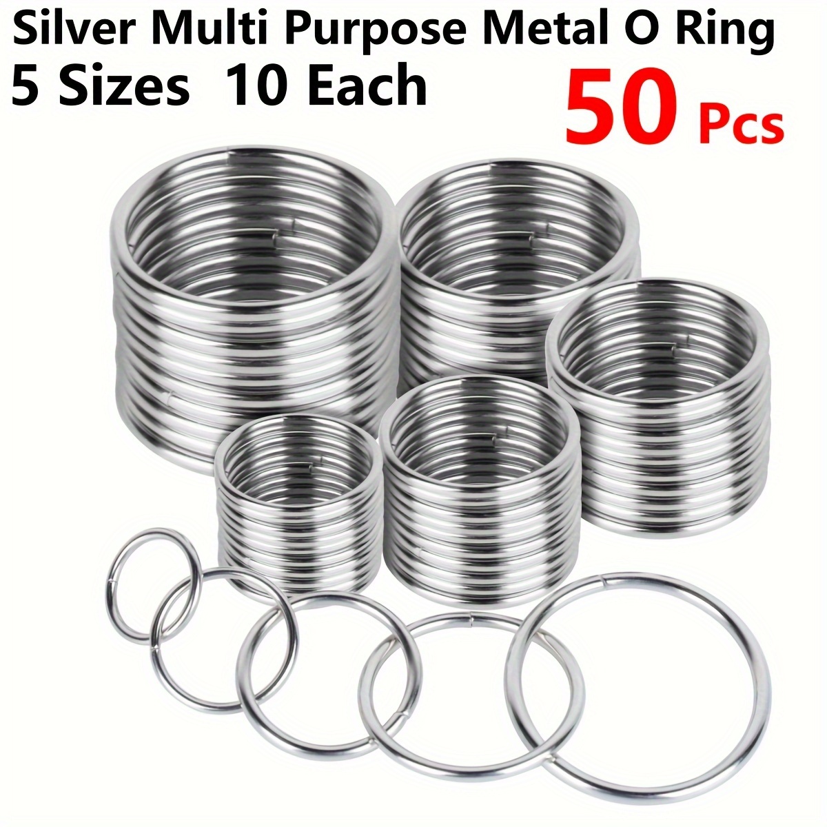 

Gudyir 50pcs Metal O Rings Set For Crafts And Diy Projects - Assorted Sizes - Multi- Rings For Macrame, Camping, Leashes, Hardware