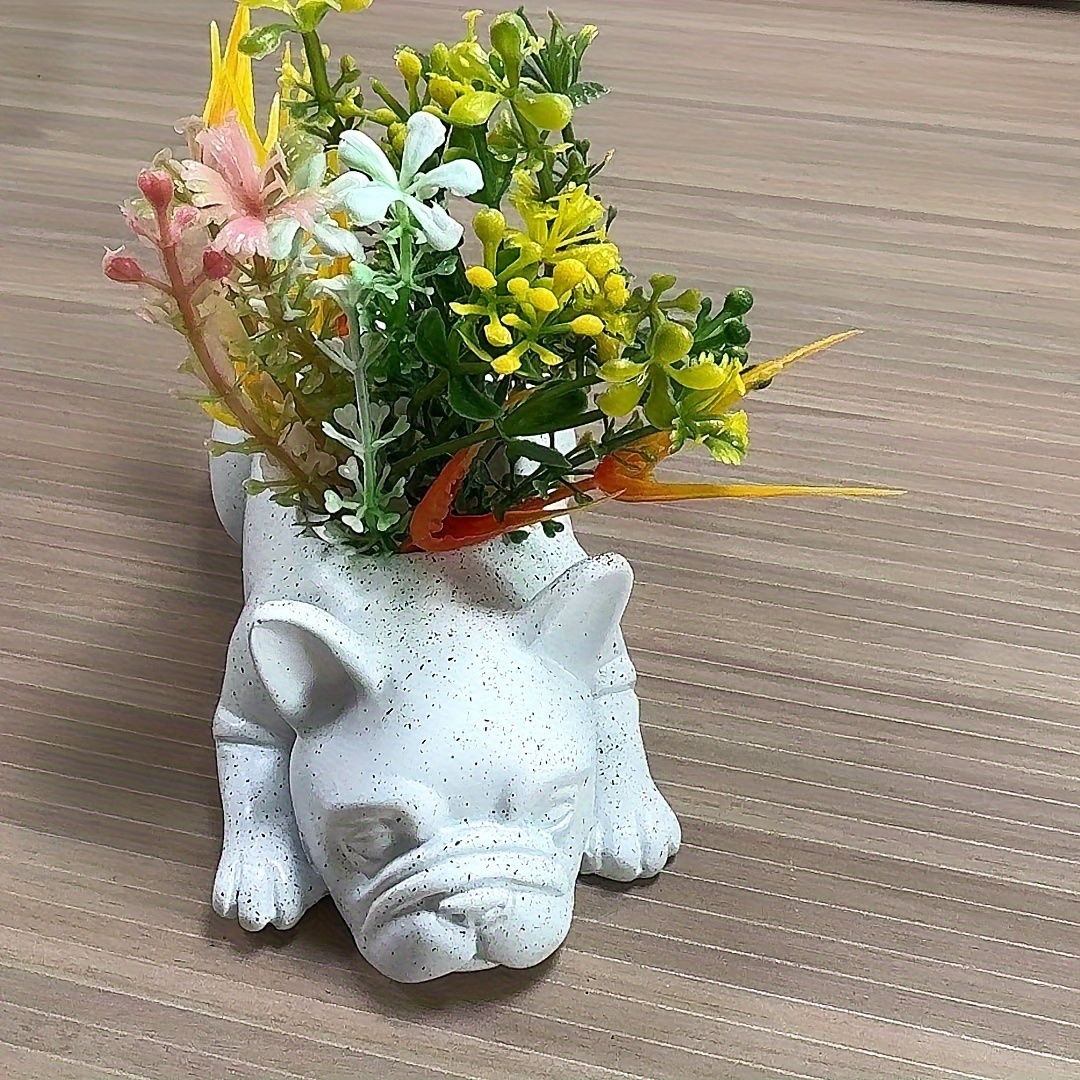 

Resin French Bulldog Planter Pot - & Cactus Plant Holder, Garden Decor Resin , Decorative Puppy Shaped Container For Indoor And Outdoor Use