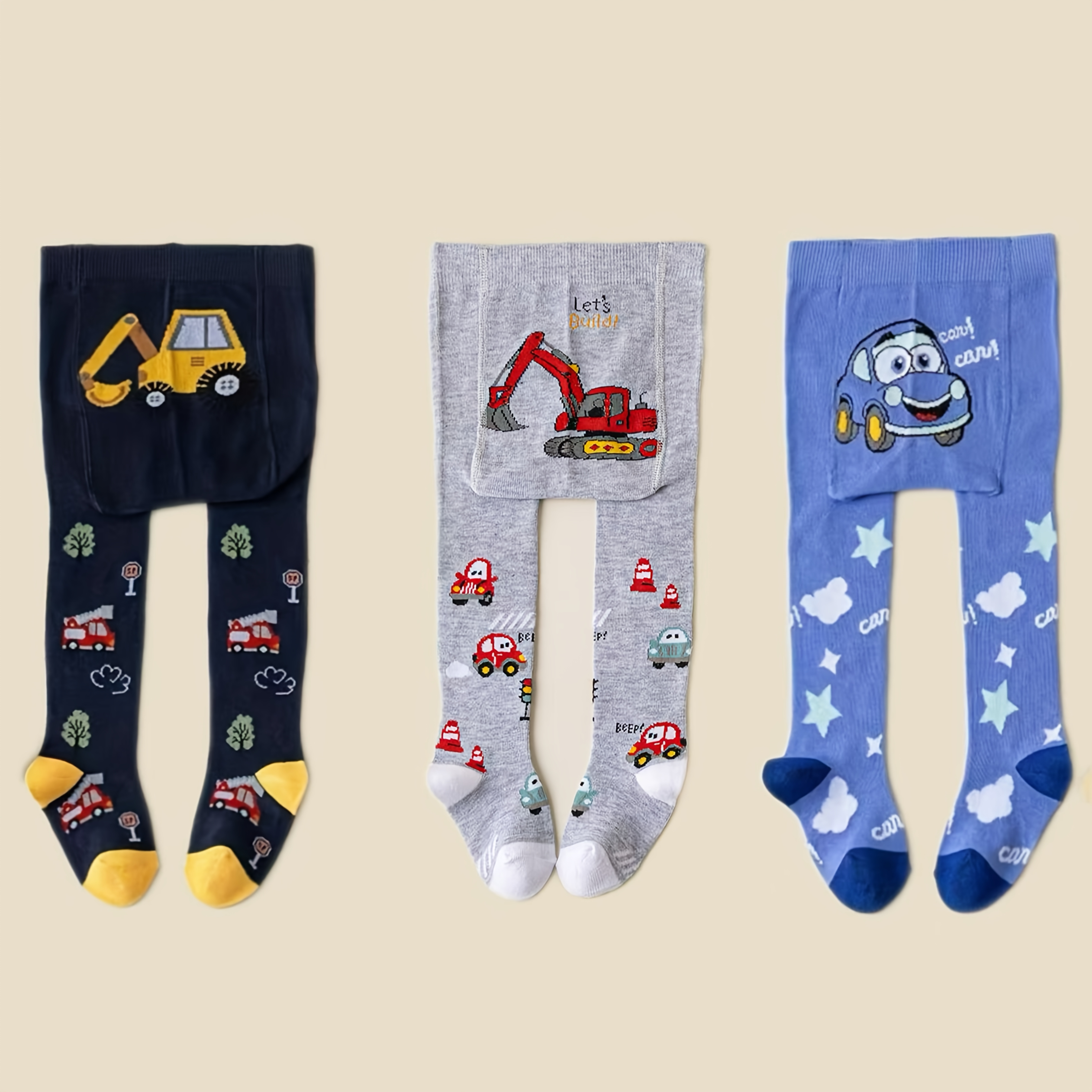 Image of 3-pairs Kids Pants - -piece Leggings With Animals, Infant Tights For Everyday & Special Occasions, Easy Diaper (hand Wash Only) - For , Cartoon Design, Comfortable Knit Fabric, Kids Clothing