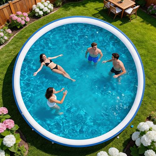 14 heavy duty thick walled circular inflatable swimming pool suitable for adults family backyards outdoor use parties quick to set up and ideal for summer cooling and water play