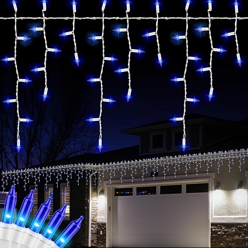 

100l Icicle String Set, 6.2ft Blue Icicle Lights White Wire, Indoor Christmas Lights, Holiday Icicle Lights