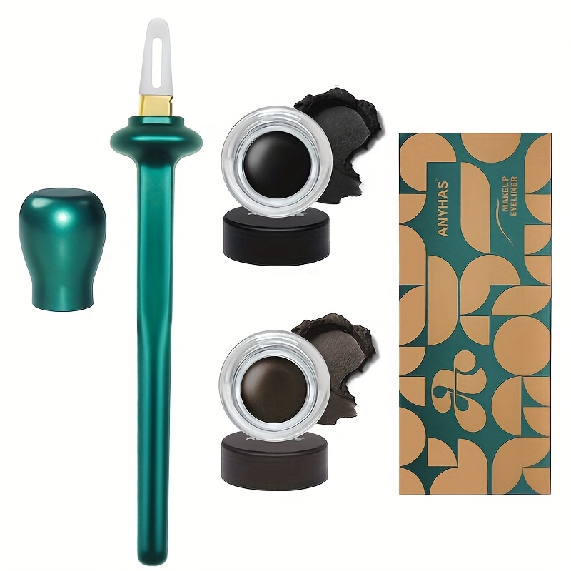 TEMU Eyeliner Assistance Kit + Gel Eyeliner Pen Collection - A Professional Makeup Tool Set Featuring A Brush That Enables Novices To Effortlessly And Create Flawless Winged Lines