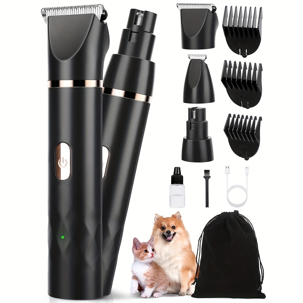 3in Small Dog Grooming Kit, Speed Rechargeable Dog Hair Clippers with  Guards Electric Dog Paw Trimmer Nail Grinder, Cordless Pet