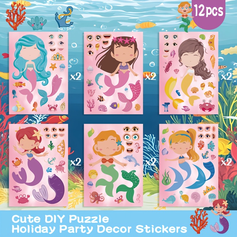 Image of 6pcs/12pcs/24pcs Stickers, Cute Diy Puzzle Stickers, Homemade Stickers, Holiday Party Decoration Stickers, Birthday Gift
