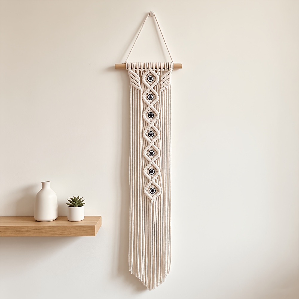 Image of 1pc, Bohemian Braided Eye Pendant, Door Decor, Hanging Wall Art, Hanging Ornament, Room Decor, Home Decor, Wall Decor, Background Decor