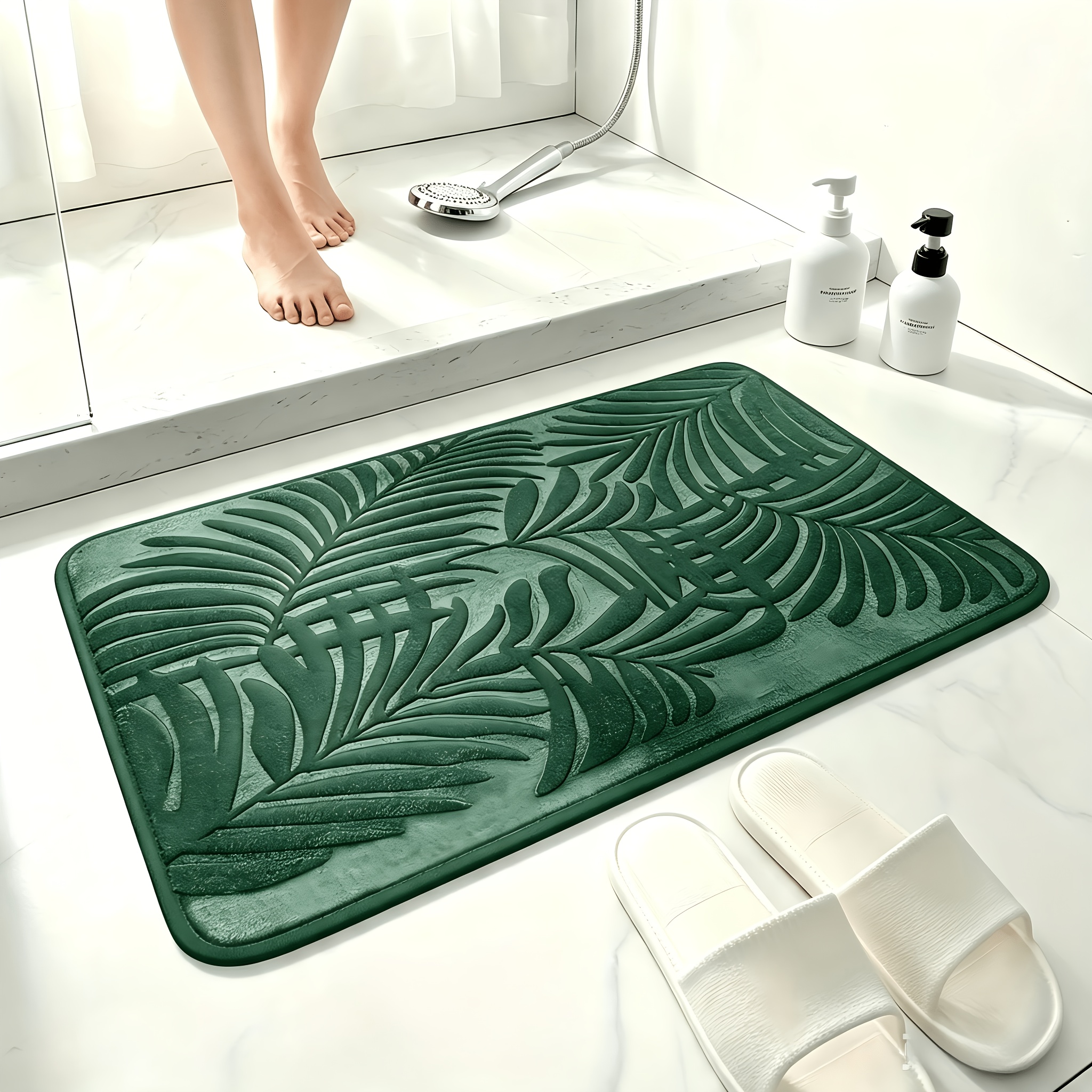 TEMU 1pc Non-slip Coral Fleece Bathroom Mat Soft Washable Durable With Pvc Backing For Safety In Gray Black Navy Blue Beige Bathroom Mat Decorations