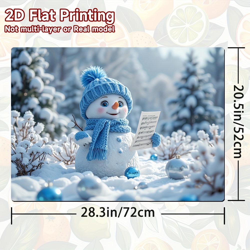 TEMU 1 pièce, Impression Plate 2D, Tapis de Cuisinière, Thème de Noël de Sérénade de de Neige, 100% Polyester, Convient pour la Décoration de , de et