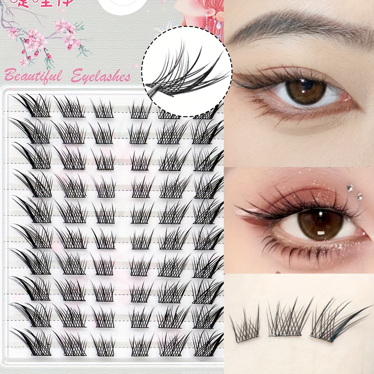 

& Cat Eye Cluster False Eyelashes Kit - 10 , Mixed Lengths 10-14mm, C Curling, Diy Self-grafting For Beginners, Reusable, Create Makeup Looks, Anime Style, Cold Beauty Makeup