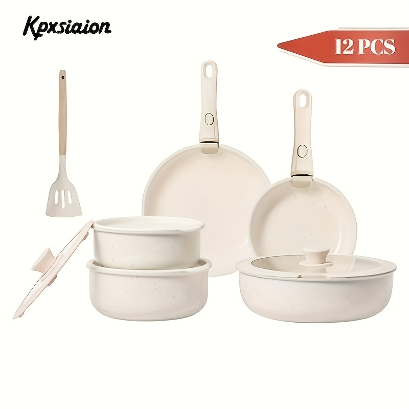 Image of Kpxsiaion 12pcs Pots And Pans Set, Cookware Set Detachable Handle, Induction Nonstick Kitchen Cookware Sets With Removable Handle, Non Stick Rv Cookware Set, Dishwasher/oven Safe Cookware Set