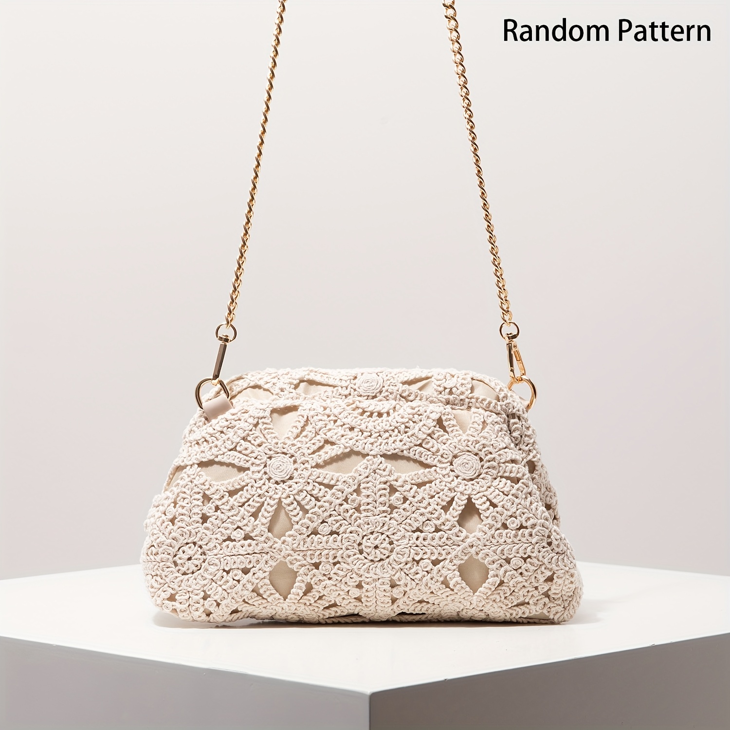 E-shop Muster Hohlgewebte Häkel-Schultertasche für Damen, Böhmische Strandtasche für Damen, Damen Clutch, Häkelset, Strand-Must-Have, Damen