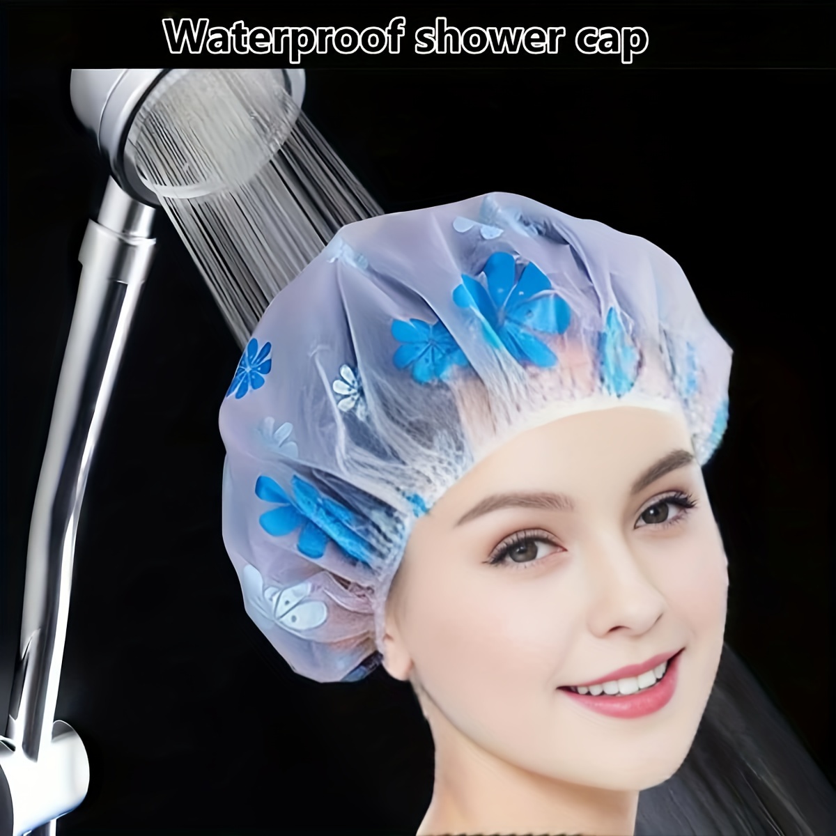 

5pcs Set Waterproof With Adjustable Band - Reusable, Single-layer Bath Cap For Hair Protection, Dustproof Cap Suitable For Showering, Hair Dyeing, Unscented