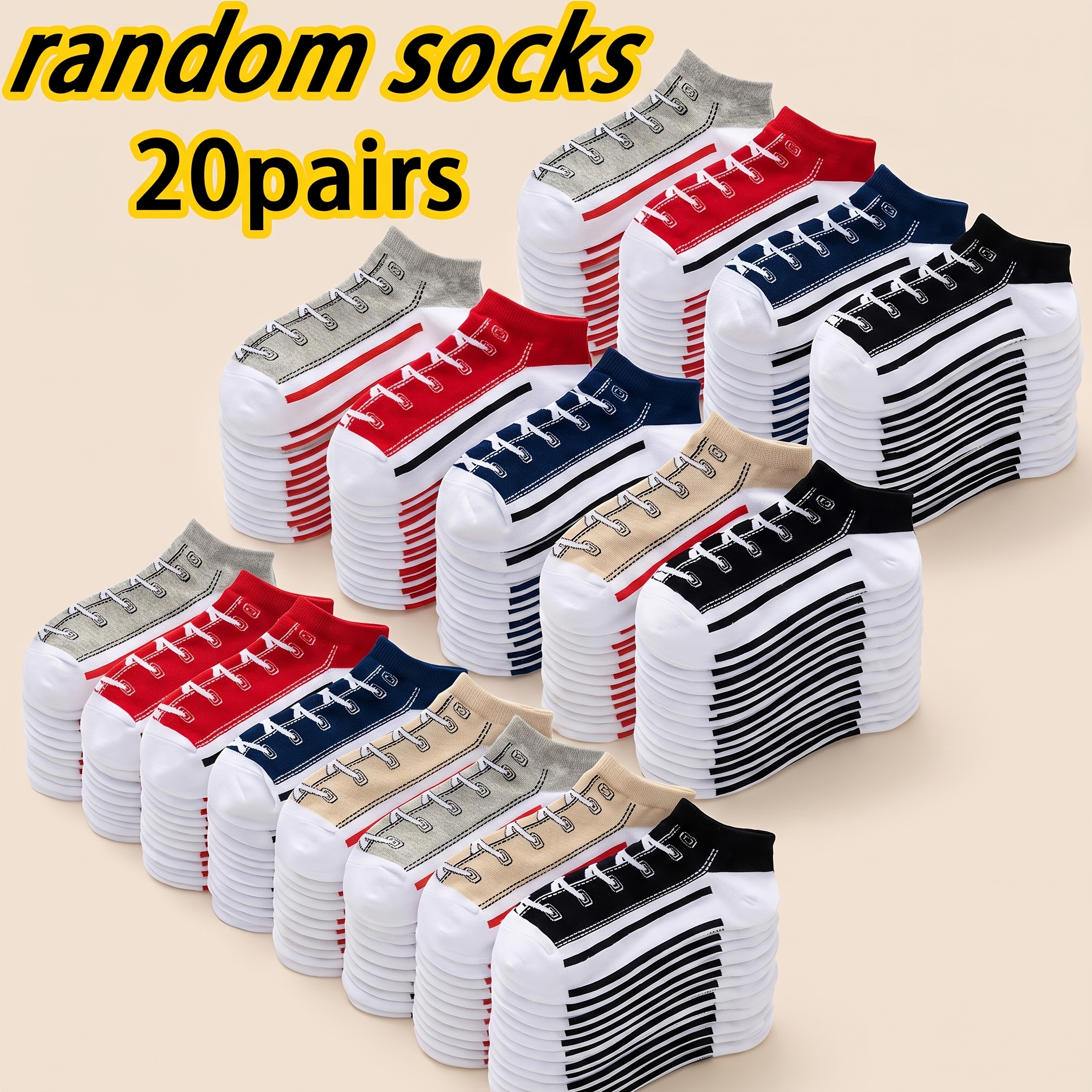 TEMU 20 Pairs, Creative Unique Fun Quirky Ankle Socks, Low-cut Athletic Socks, Thin Summer Invisible Socks, Sporty Trendy Socks, Canvas Shoe Socks,