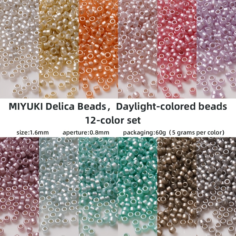 TEMU Perline colorate a luce diurna, set da 12 colori, totale 11724 pezzi, 977 pezzi per , totale 60G, 5G per , dimensione 1.6Mm/0.063Inch, perline