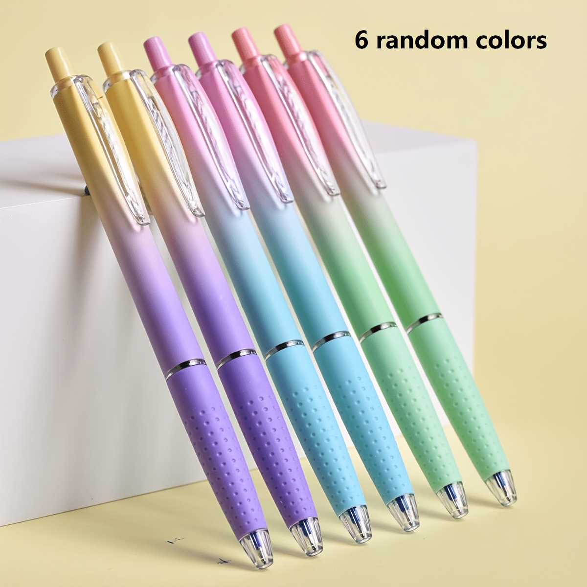 TEMU Random Color Pens 6pcs/set 0.7mm Grip Gel Pens, Smooth And Fast Writing, Suitable For Diaries, Schools And Offices. Smooth And Quick-drying