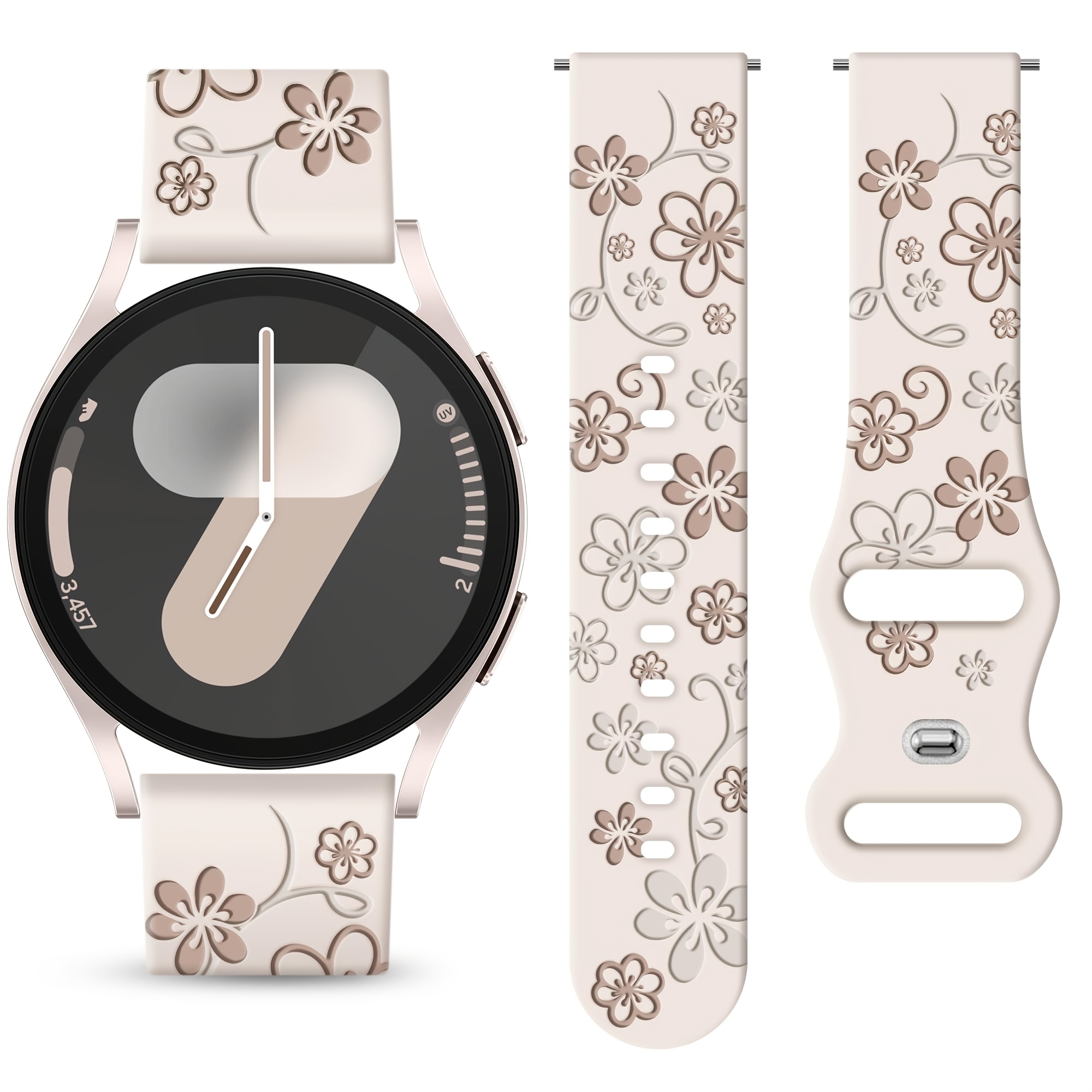 

Silicone Flower Engraved Band 7/6/5/4 Fe/classic, Release Strap, Compatible With 40mm/44mm/47mm/43mm/5pro/4 Classic/3