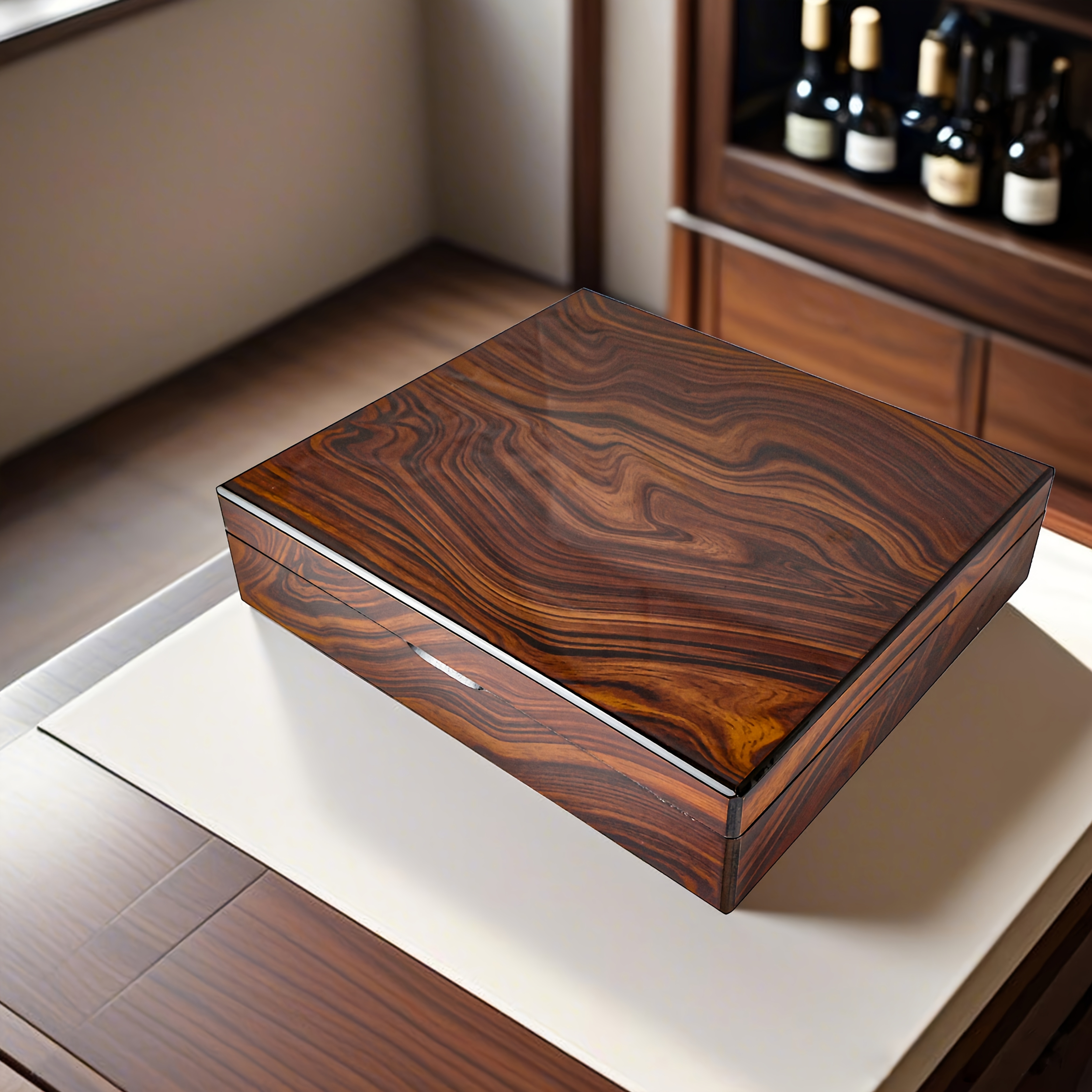 1 caja de almacenamiento de madera vintage elegante con diseño de grano de madera barnizada - Ideal para joyas, relojes y regalos para hombres y mujeres, incluye forro suave de seda, perfecta para el Día del Padre, el Día de la Madre y regalos navideños, cajas de joyas, cajas de joyas