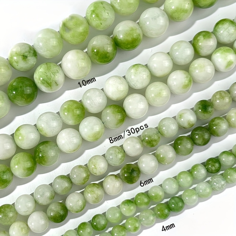 TEMU Vibrant High-quality Peridot Natural Stone Beads For Making - 4mm/6mm/8mm/10mm Sizes, Suitable For Bracelets, Necklaces, And Earrings. Gift Set