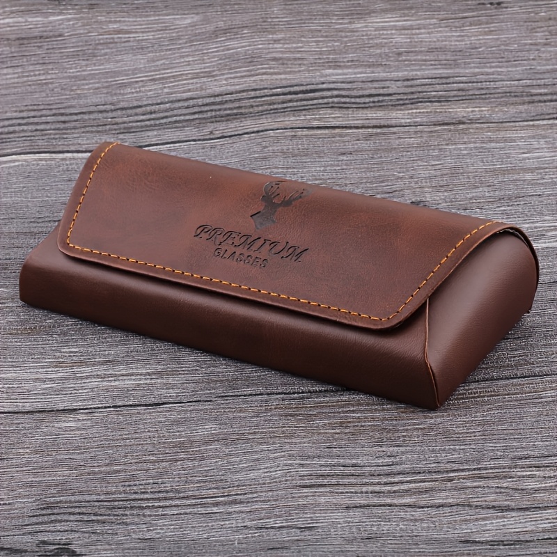 TEMU Retro Handmade Eyeglass Case, Anti-crush And Anti-drop Glasses Protector, Portable Storage Box, Textured Solid , Suitable For /glasses/ Glasses