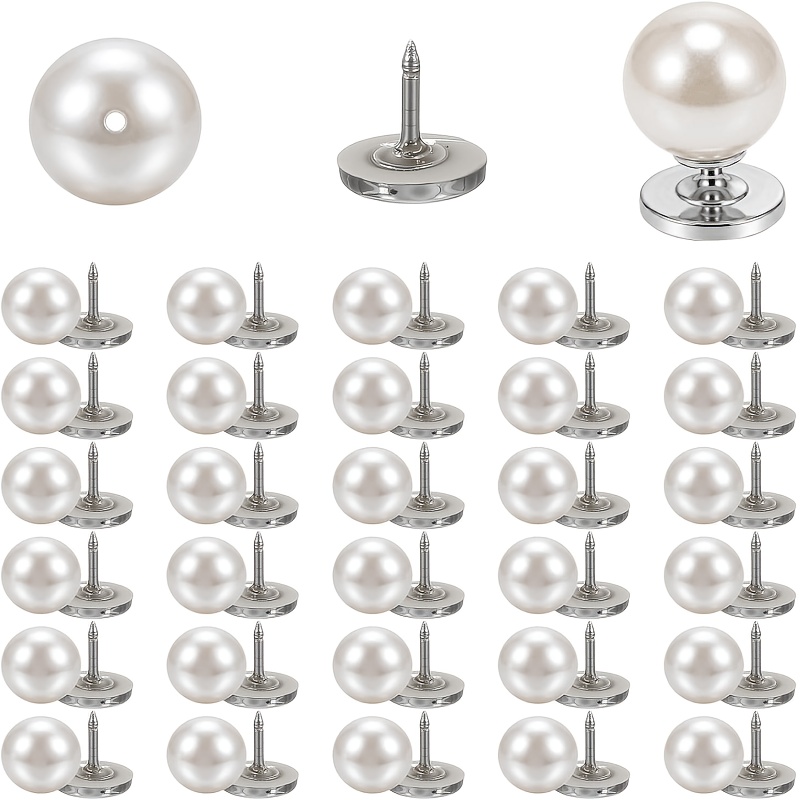 TEMU 30 Sets de Boutons Perles Couture pour Vêtements, Épingles de Sécurité Perles Amovibles de 10Mm pour Femmes, Additions Réutilisables