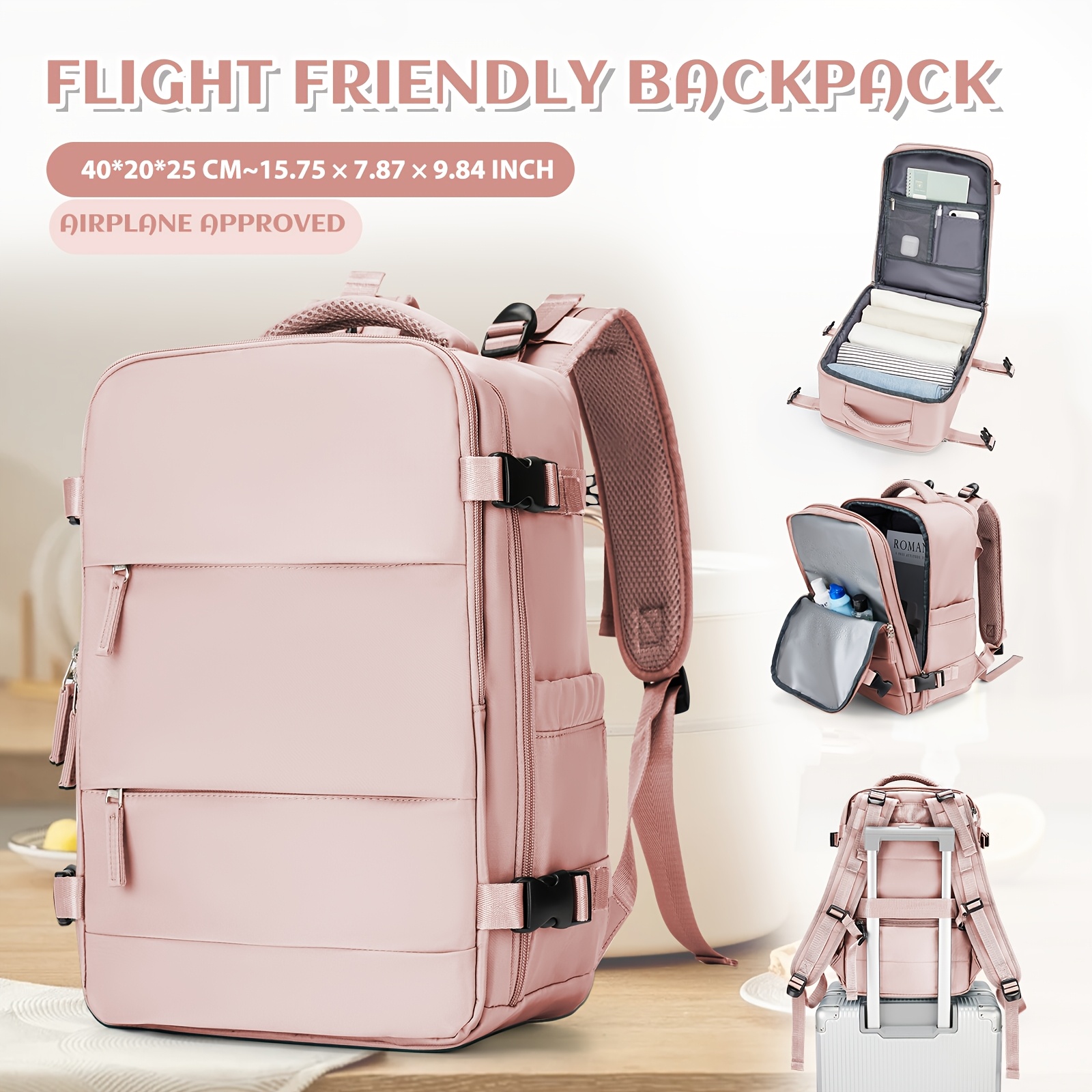 TEMU Ryanair Nouveau Format 40X30X20Cm – Idéal pour Aérien, Sacs Cabine Sous Siège 40X20X25Cm pour Femmes, Sac à Dos de Voyage, Bagage Cabine, Sac à
