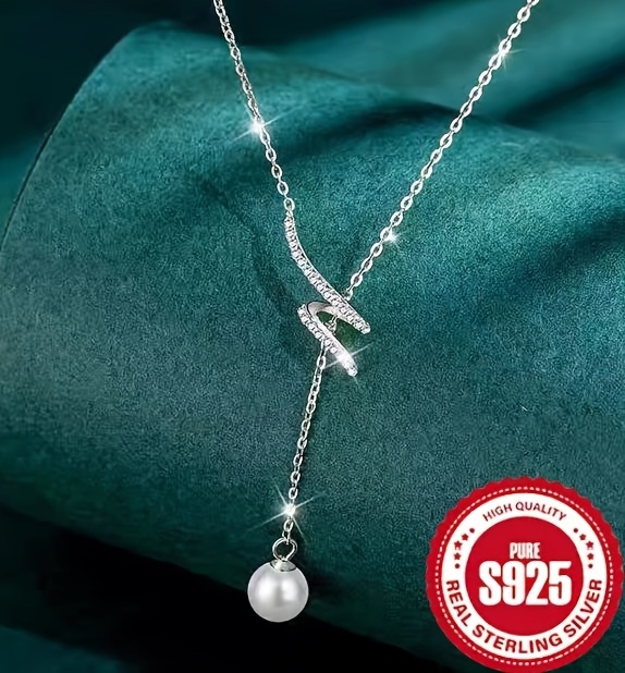 925 Sterling Silver Imitation Pearl Women's Necklace Shaped - Hypoallergenic, Durable, Long-lasting, Perfect for Mother's Day Gifts or Daily Accessories, with Elegant and Exquisite Design
