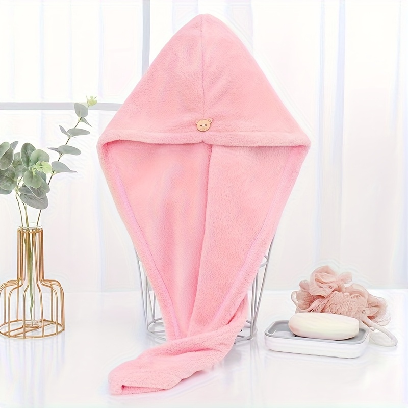 TEMU Ladies' Dry Hair Towel - Velvet, High Quality Design, Absorbent Shower , Used For Drying Wet Hair, Dry Hair Towel