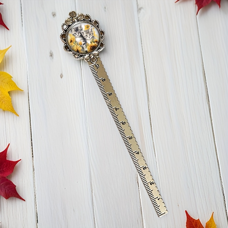 TEMU Gatitos de Pie en , Marcadores de Libro con Forma de Flor de Cuarzo , Joyería de Moda, Regalos para Amantes de la Lectura