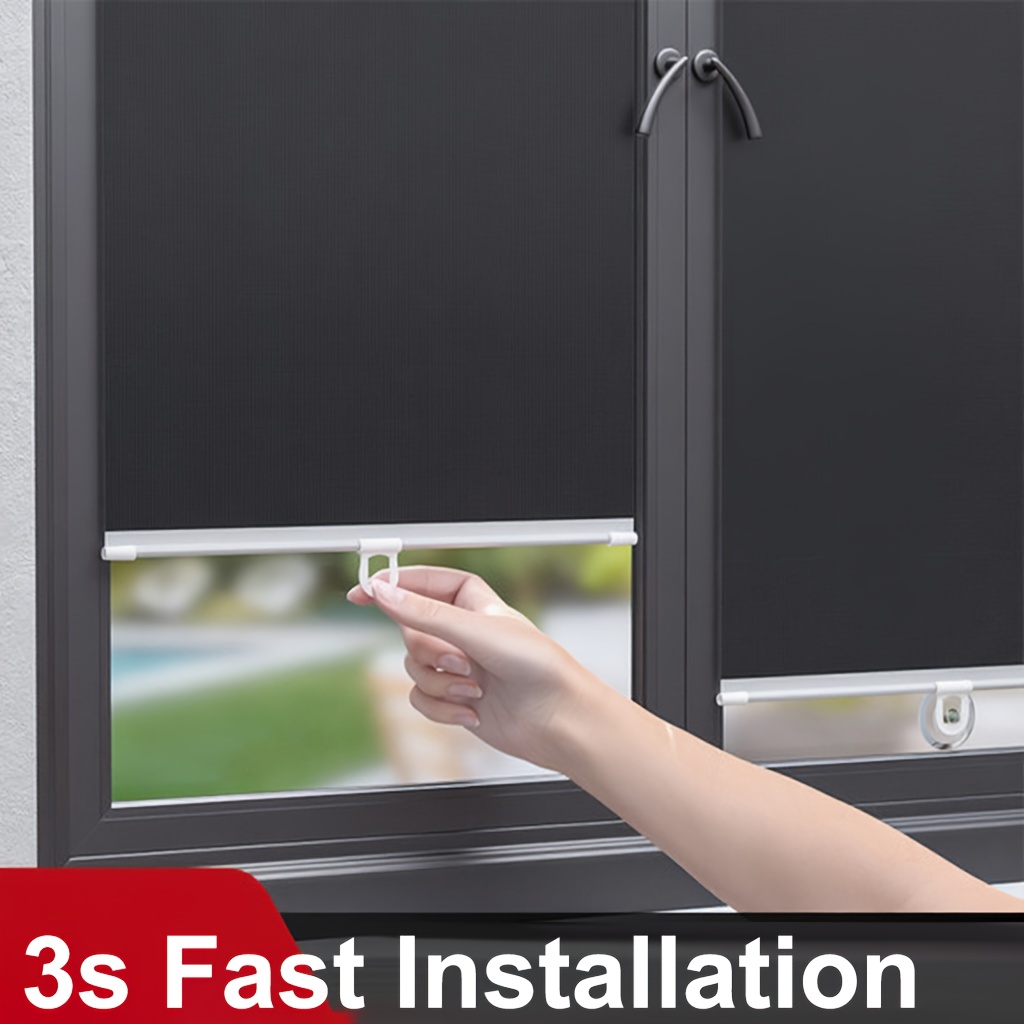 2pcs No-Drill Retractable Blackout Curtains, UV Protection Thermal Insulation Window Shades for Office Balcony Kitchen Use, Privacy and Cooling Decorative Home Accessories