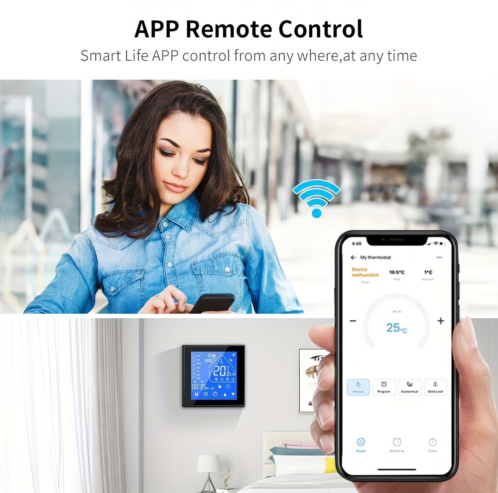 Tuya Smart WiFi Thermostat LCD Touch Screen Electric Heating Thermostat Digital Temperature Controller Supports Google Home Alexa Voice Control