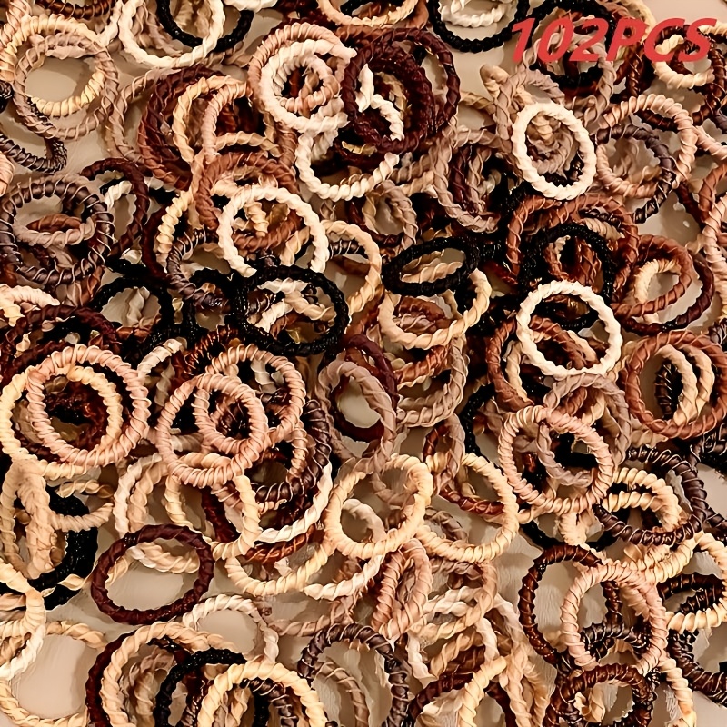 Image of 102pcs Large-capacity Colored Threaded Hair Ties, Elastic And Durable, Not Easy To Break, Hair-friendly And Non-constricting, Versatile Hair Accessories For Everyday Styling