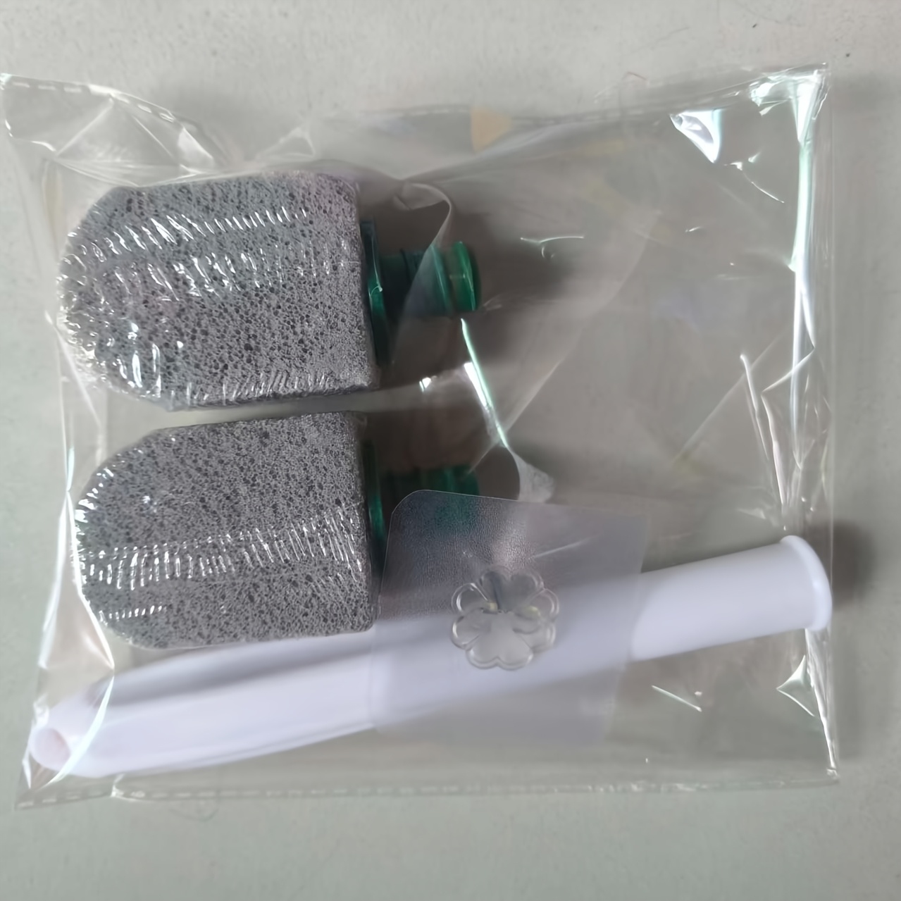 TEMU 4pcs Set, Including 2 Cleaning Sticks, 1 Handle, And 1 Hook, Replaceable Long-handled Pumice Cleaning Brush, Toilet Cleaning Stone, Suitable For