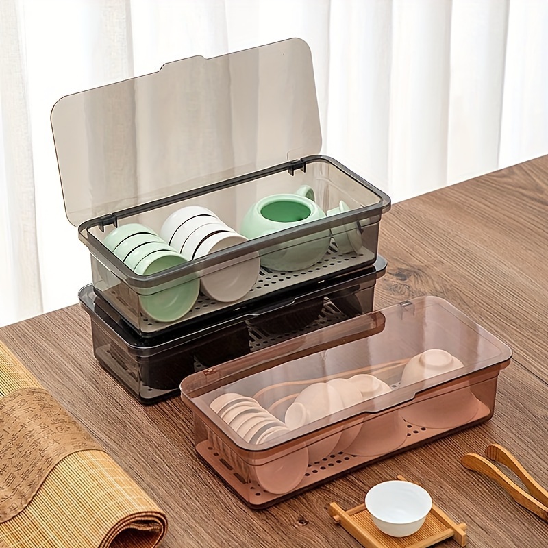 

1pc Multifunctional Plastic Chopstick Box With Cover, Dustproof Kitchen Utensil Holder, Storage Organizer, Cotton Swab Case, Cutlery And Cosmetic Container