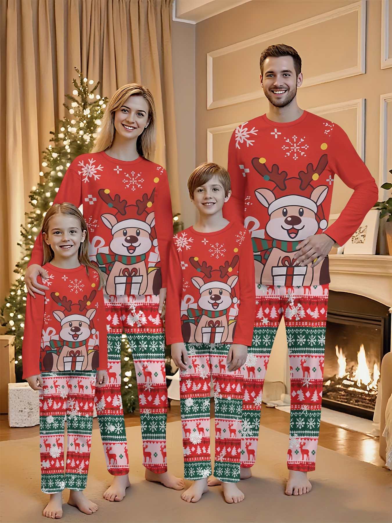 Weihnachtliche, vielseitige Paarungs-Outfits für Eltern und Kinder * für  Familienfeiern. Rundhals-Pyjamaset, Loungewear-Sets, stylische  Familien-Outfits., image size:1350x1800