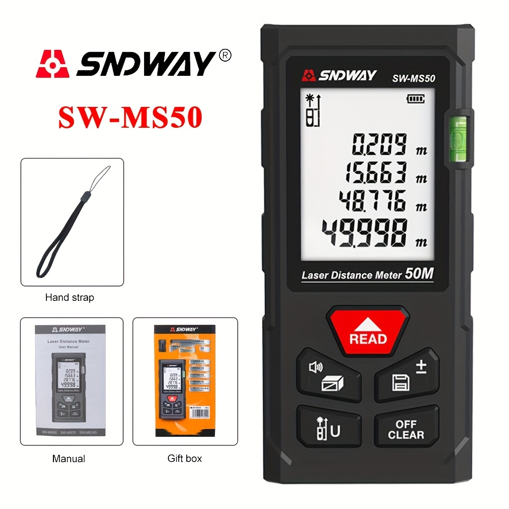 Sndway Laser Distance Meter, Digital Rangefinder, Professional & , With Self Calibration, Data Storage Function, Lcd Backlight, Mini Laser Range Finder, Max/min Measurement
