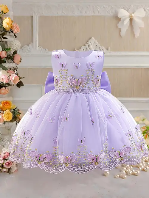 purple dress for baby girl First birthday dress Baby girl toddler fancy dress special occasion Puffy purple sparkle birthday party dress with puff sleeve One year gown