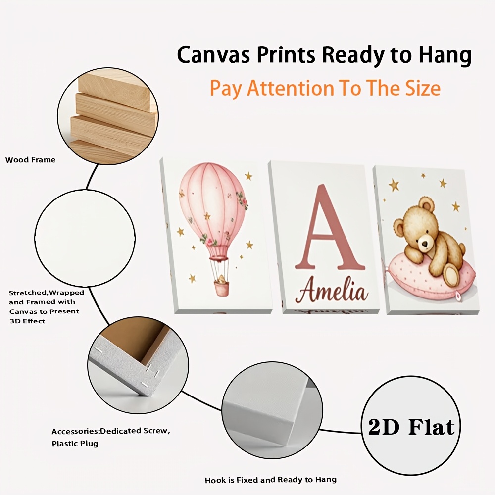 3pcs Personalized Name Custom Poster Wall Decor