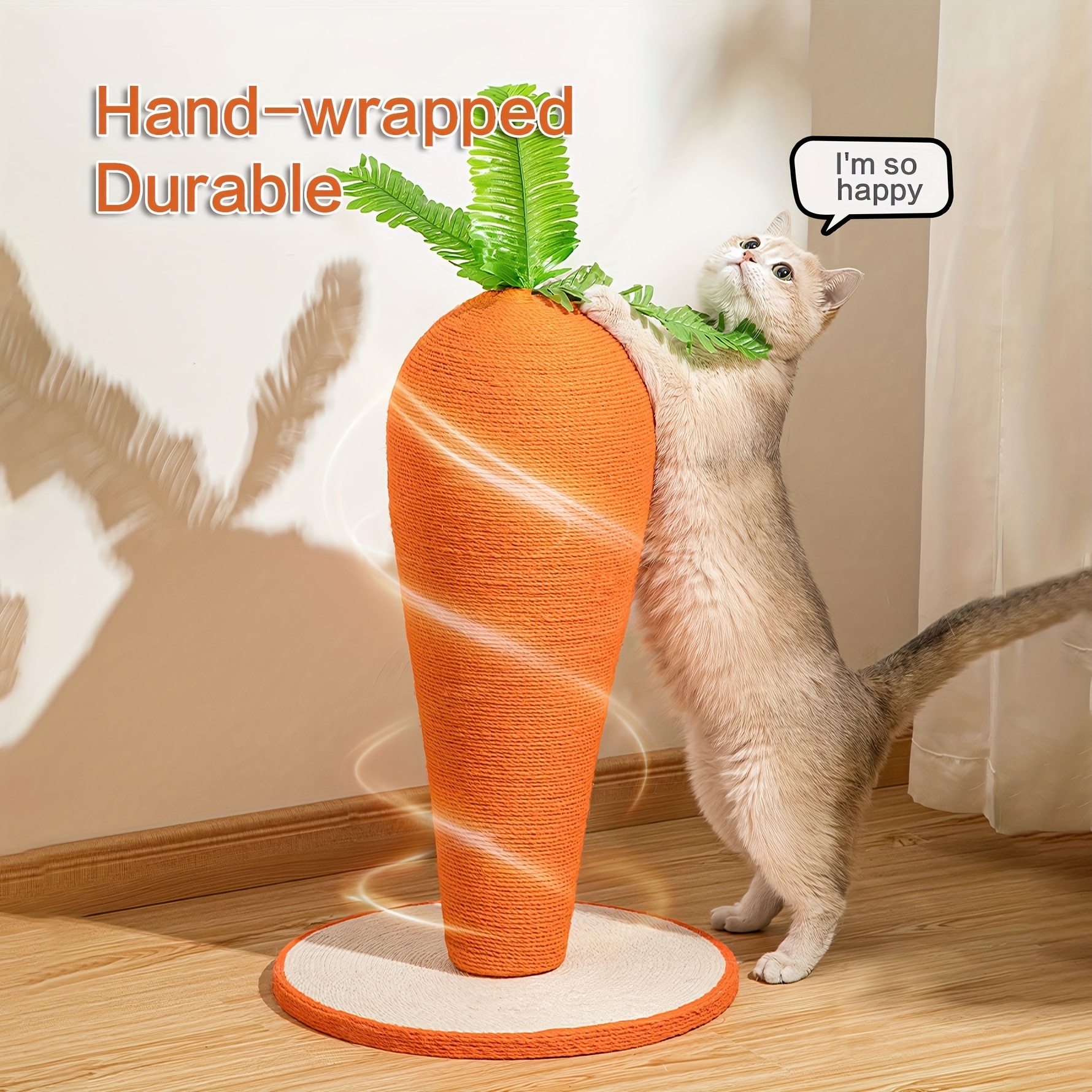 

Im.petsisal Carrot Cat Scratching Board, Wear-resistant Non-dusting Vertical Cat Scratchingpost, Self-help Vertical Carrot Cat Scratching Board Claw Grinder