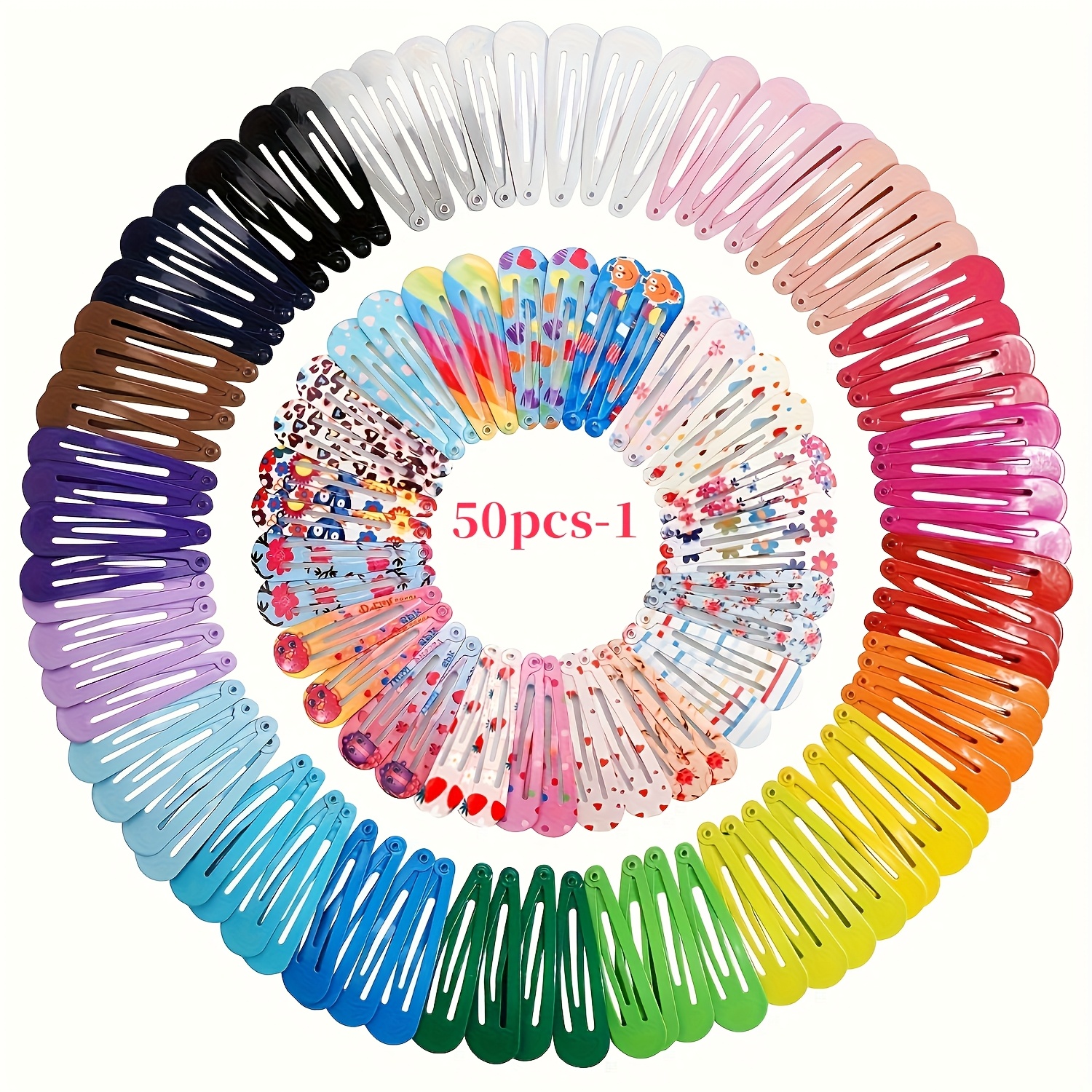 E-shop 50 Haarspangen, Candy Color Glänzende 2 Zoll Rutschfeste Metall Haarspangen, Modische und Einfache Haarspangen-Ergänzungen für 'Daily Bangs'