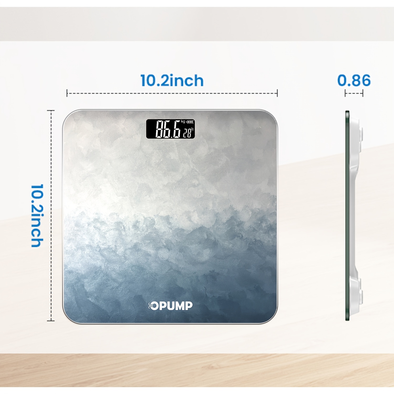 OPUMP Digital Bathroom Scale, Highly Accurate Body Weight Scale with Lighted LED Display, Round Corner Design, High-precision, High-definition Display Screen And Temperature Display (switchable Between KG And Pounds), 400 Lb, Core 1S, Wooden